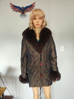 #815 Polyester/fox fur jacket